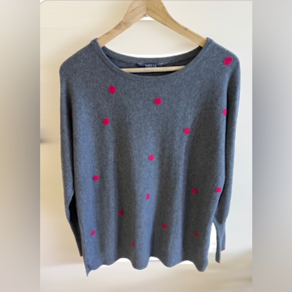 Joules Knitwear Crafted from Finest Yarns gray pink dots cotton polyester wool - Picture 1 of 16
